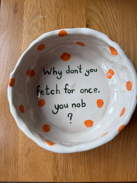 Large Handmade Funny Dog Pottery Bowls