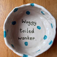 Large Handmade Funny Dog Pottery Bowls