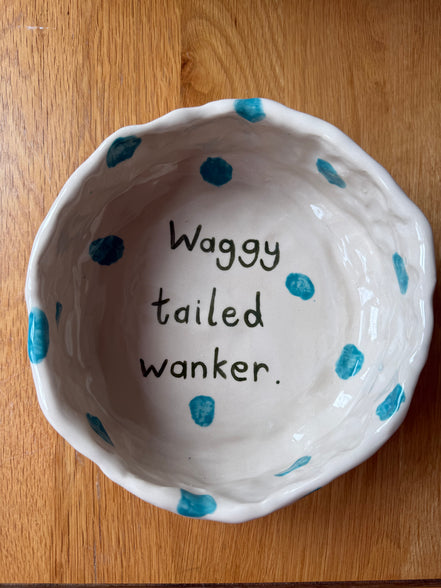 Large Handmade Funny Dog Pottery Bowls