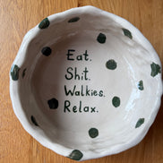Large Handmade Funny Dog Pottery Bowls