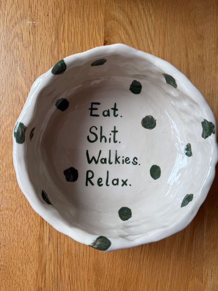 Large Handmade Funny Dog Pottery Bowls
