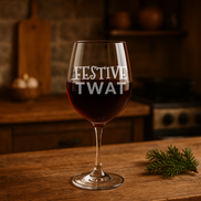 Festive Twat - Funny Engraved Wine Glass
