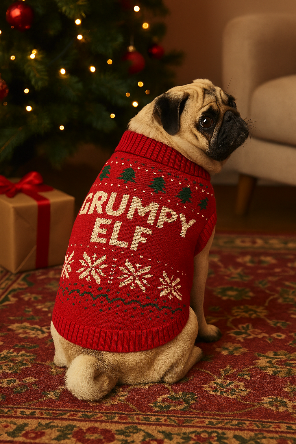 Festive ‘Grumpy Elf’ Dog Jumper