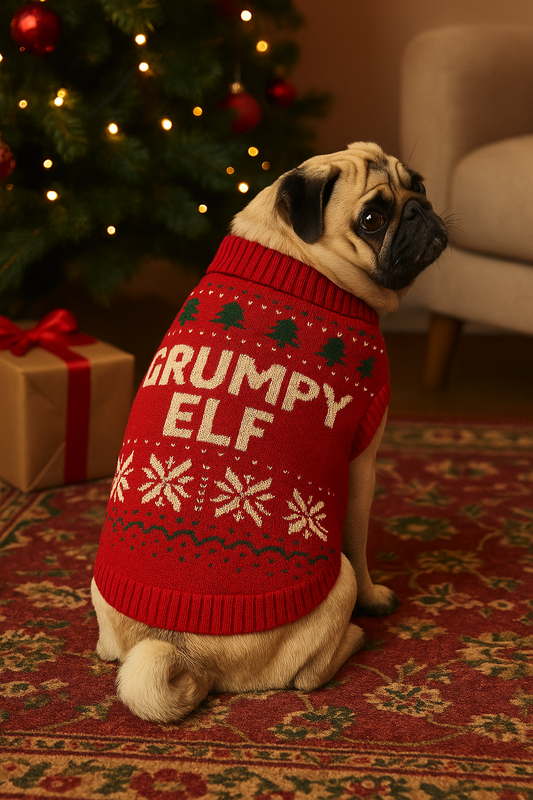 Festive ‘Grumpy Elf’ Dog Jumper