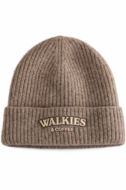 Walkies & Coffee Ribbed Beanie – Mocha