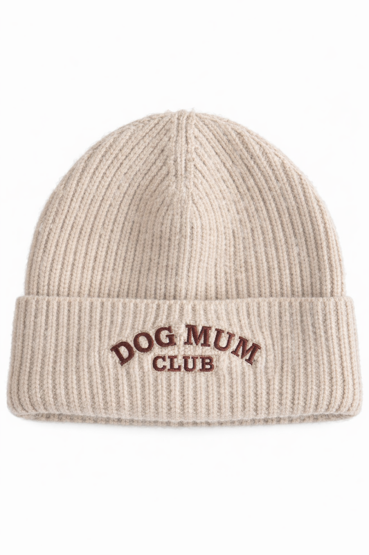 Dog Mum Club Ribbed Beanie – Oatmeal
