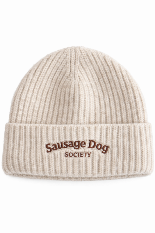 Sausage Dog Society Ribbed Beanie – Oatmeal