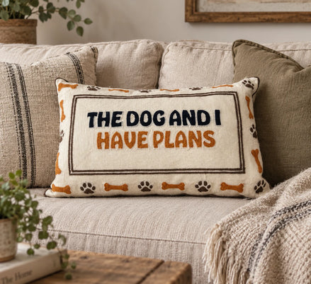 The Dog and I Have Plans Needlepoint Cushion