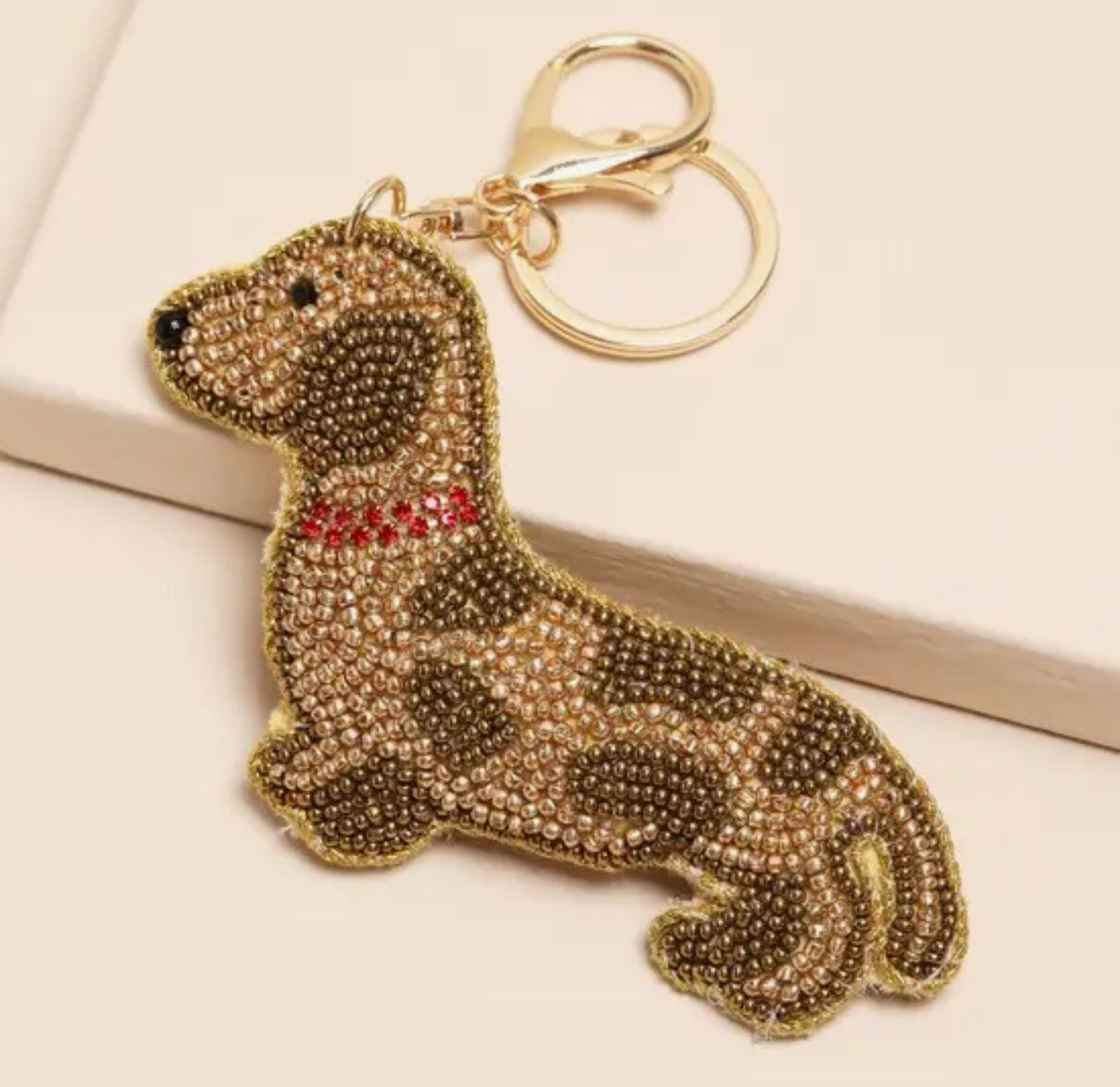 Beaded Sausage Dog Keyring/ Bag Charm