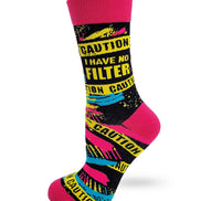 Caution I Have No Filter Women's Crew Socks