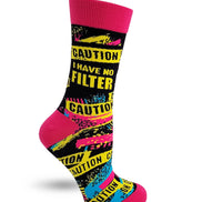 Caution I Have No Filter Women's Crew Socks