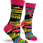 Caution I Have No Filter Women's Crew Socks