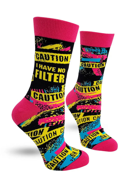 Caution I Have No Filter Women's Crew Socks