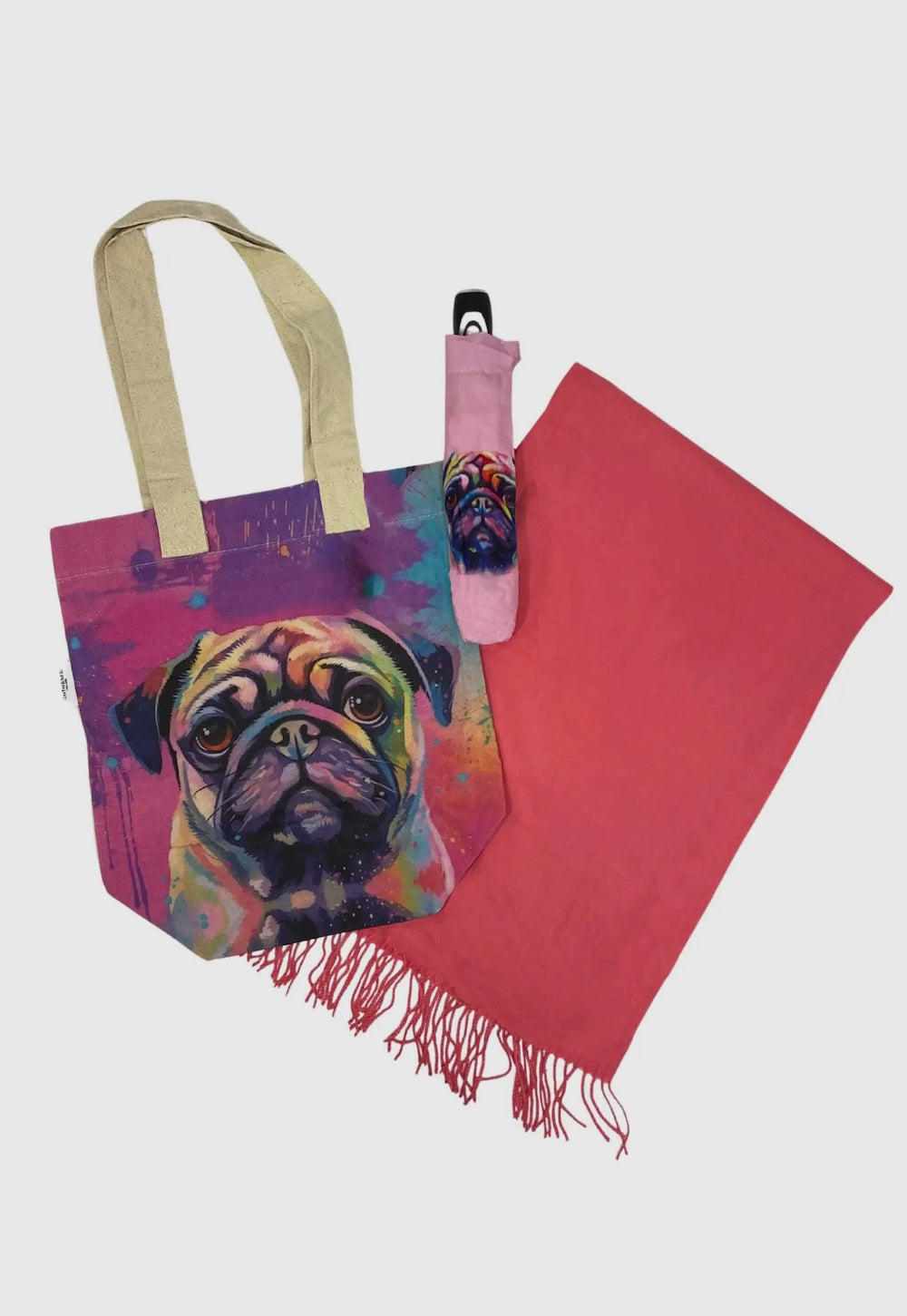 Pug Dog Print Tote Bag