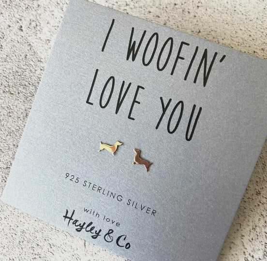 Rose Gold Dachshund Earrings