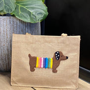 Sausage Dog Punch Needle Shoulder Bag