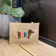 Sausage Dog Punch Needle Shoulder Bag