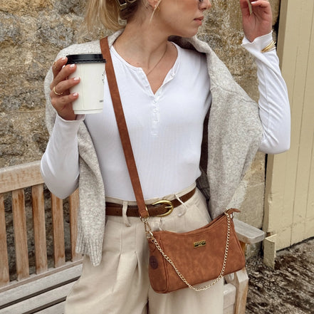 Cocopup London Dog Walking Bag - Tan Suedette