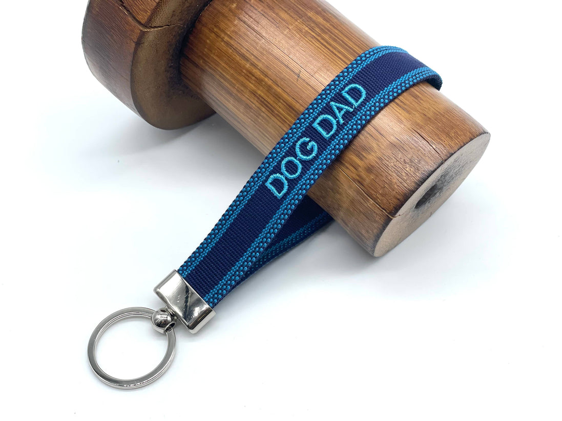 DOG DAD Woven Embroidered Keychain