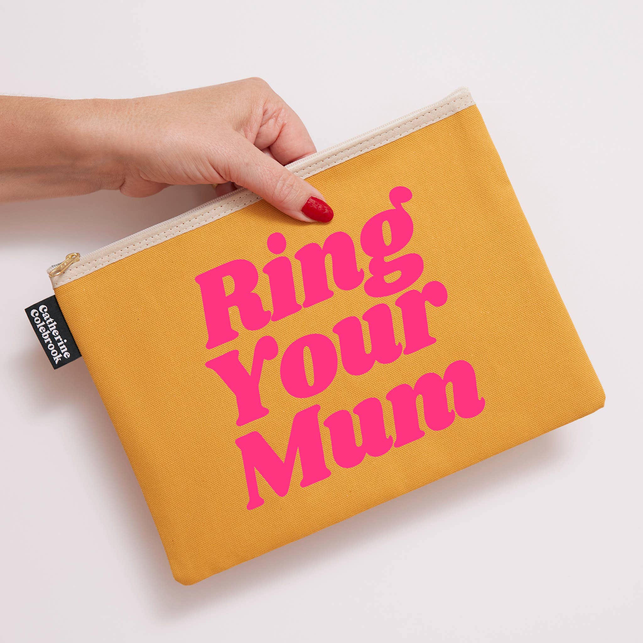 Ring Your Mum Purse/Pouch: Navy with orange
