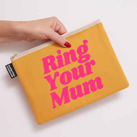 Ring Your Mum Purse/Pouch: Navy with orange