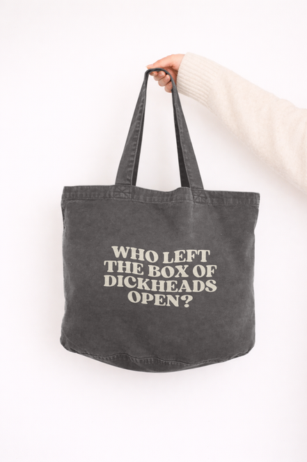 Who Left The Box Of Dickheads Open? | Tote Bag: Cream