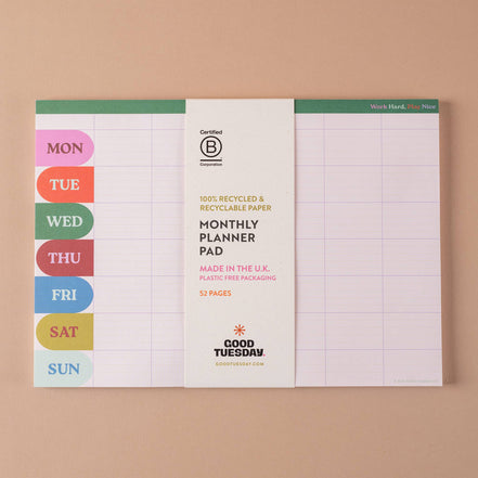A4 Weekly / Monthly Planner Pad | Work Hard, Play Nice