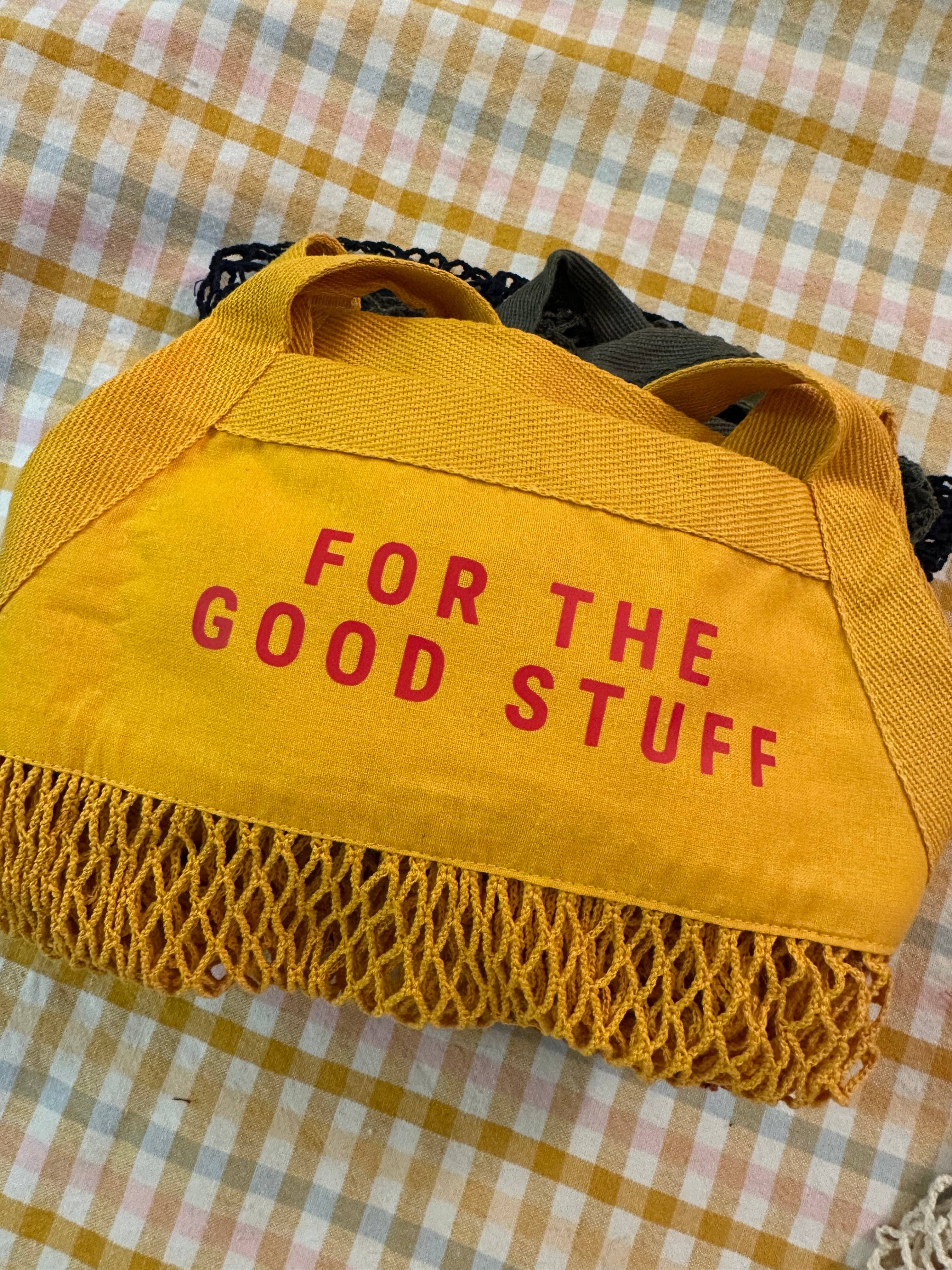Mesh Grocery Shopper: Yellow- red text for the good stuff / Regular