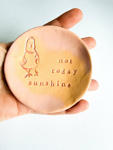 Ceramic Pigeon Trinket Dish - Not Today Sunshine!: Black