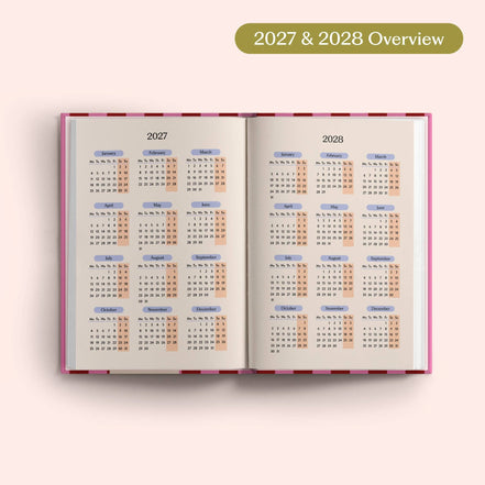 2027 Diary | A5 Hardcover Week to View | Pink & Red Stripe