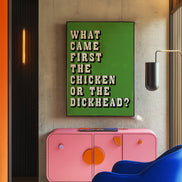 What Came First? Funny Lyric Print: Red&Pink / A3