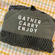 Mesh Grocery Shopper: Cream- dark green out for provisions / Regular