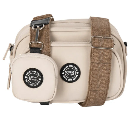 Dog Walking Bag - Latte with Oxford Tweed Strap