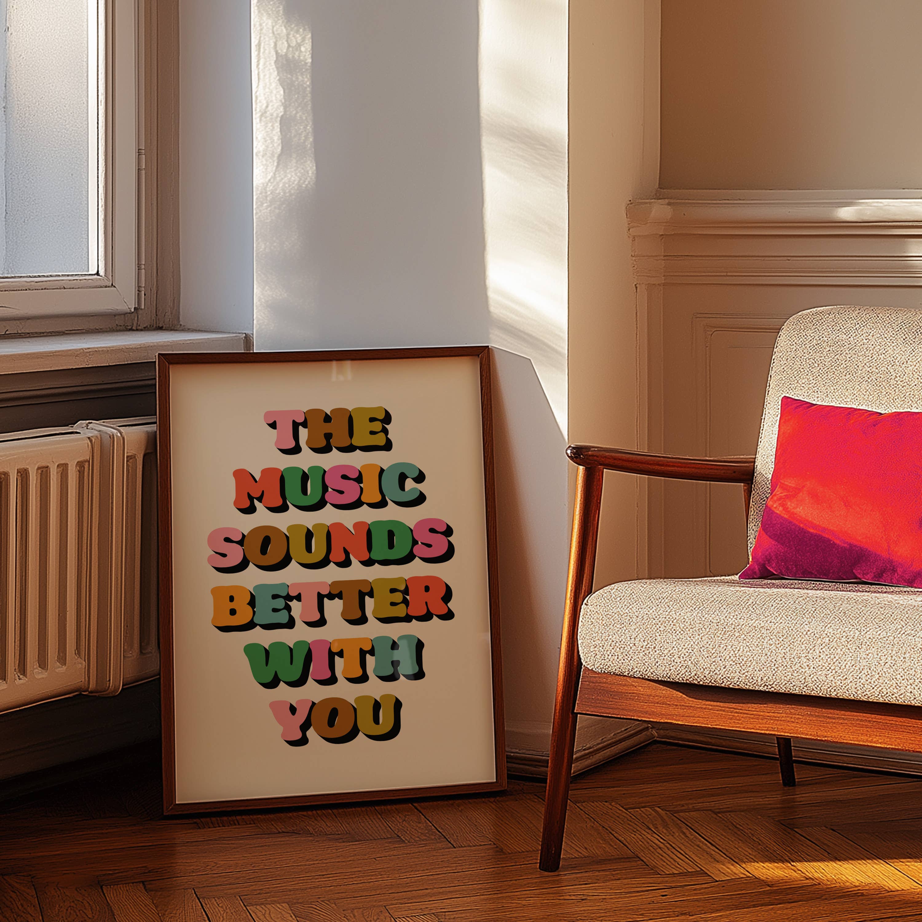 The Music Sounds Better With You Print: Multi with Blue / A3