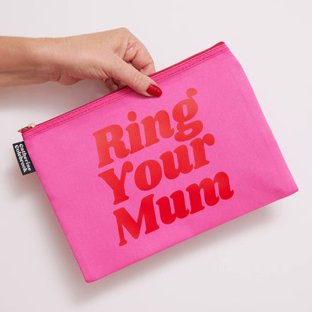 Ring Your Mum Purse/Pouch: Navy with orange