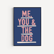 Me, You & The Dog Art Print: Pink & Red / A3 / Unframed