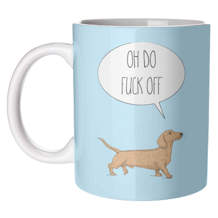 Mugs 'Oh Do Fuck Off, Dachshund Style': Mug Colour Inner & Handle 11oz - Black
