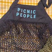Mesh Grocery Shopper: Cream- dark green out for provisions / Regular