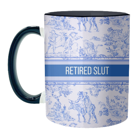 Mugs 'Retired Slut' by Lilly Rose: Mug Colour Inner & Handle 11oz - Black