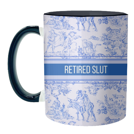 Mugs 'Retired Slut' by Lilly Rose: Mug Colour Inner & Handle 11oz - Black