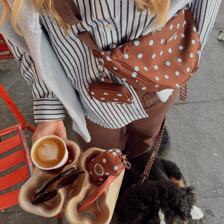 Crossbody Crescent Dog Walking Bag - Biscotti Blue