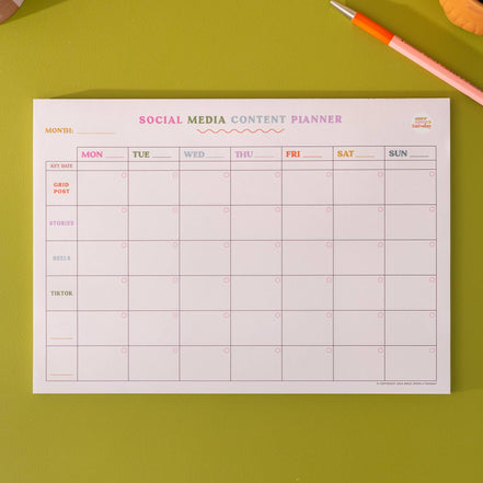 Social Media Weekly Content Planning Pad | A4 | Colourful
