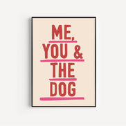 Me, You & The Dog Art Print: Pink & Red / A3 / Unframed