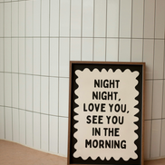 Night Night, Love You | Black and Cream | Art Print: Lustre / A3