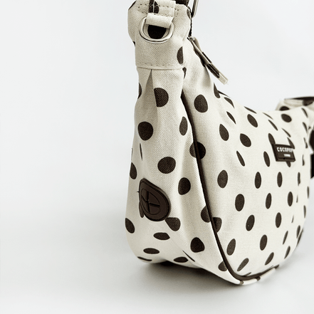 Crossbody Crescent Dog Walking Bag - Tiramisu Polka Dot