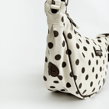 Crossbody Crescent Dog Walking Bag - Tiramisu Polka Dot