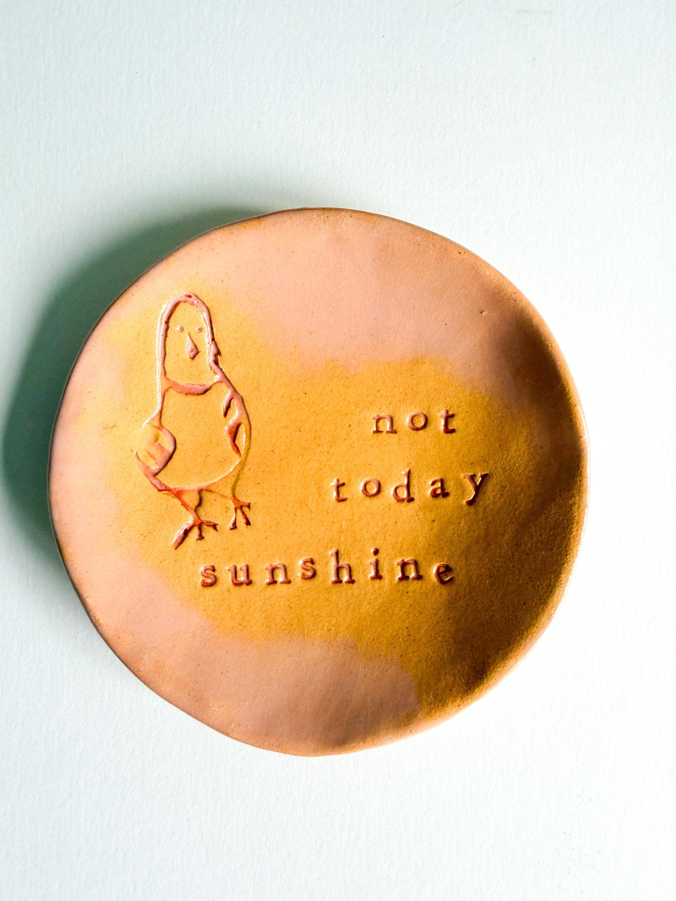 Ceramic Pigeon Trinket Dish - Not Today Sunshine!: Black