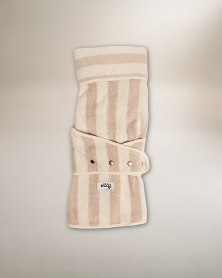 Hazelnut Stripe | The Cosy Cloak Drying Robe: XS