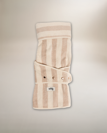 Hazelnut Stripe | The Cosy Cloak Drying Robe: XS