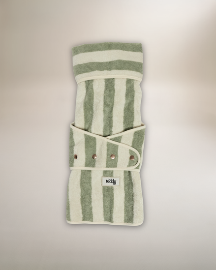 Matcha Stripe | The Cosy Cloak Drying Robe: S